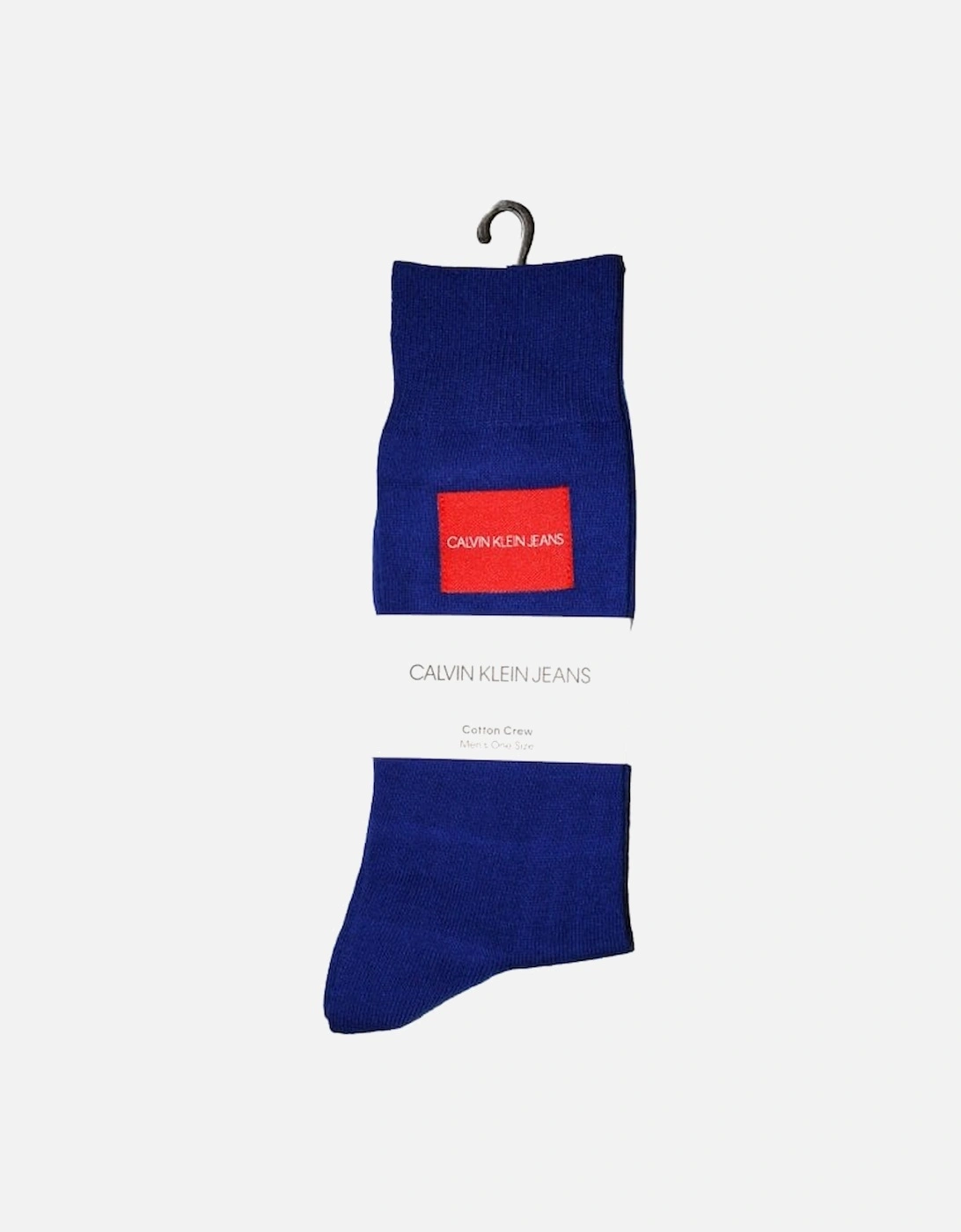 Jeans Logo Patch Combed Cotton Socks, Sapphire Blue