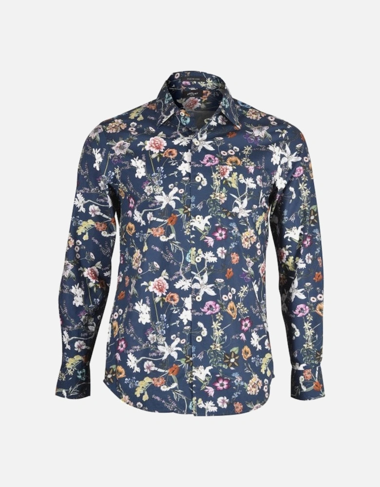 Floral Print Shirt, Navy/multicolour