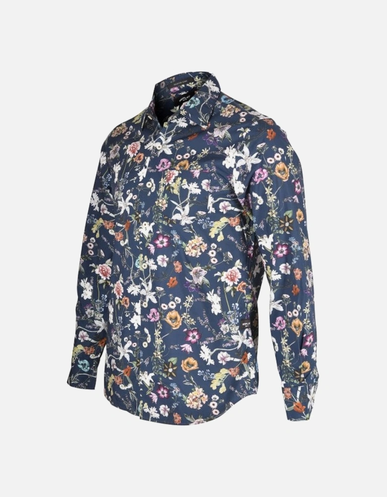 Floral Print Shirt, Navy/multicolour