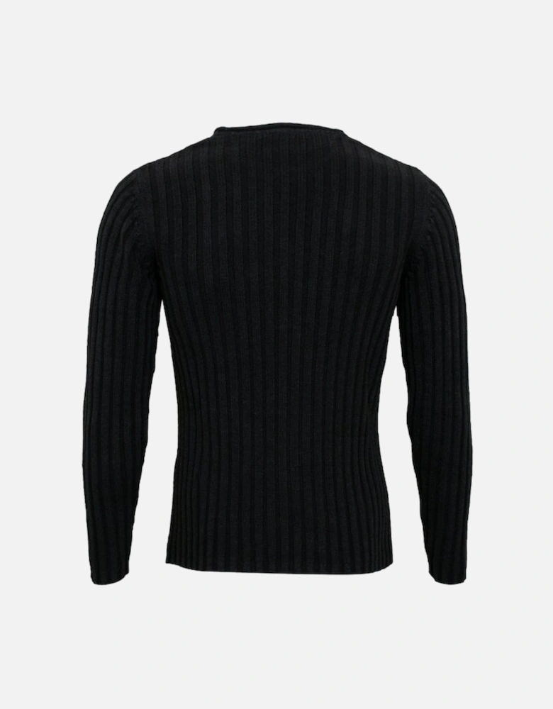 Ribbed Cotton Crew-Neck Sweater, Navy