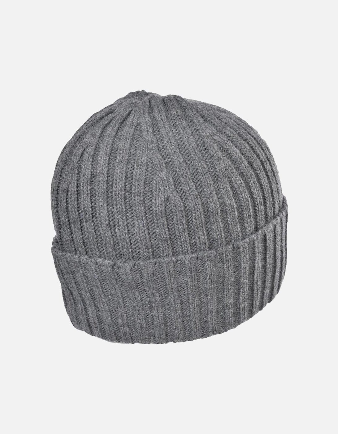 Ribbed Knit Beanie Hat, Grey Melange