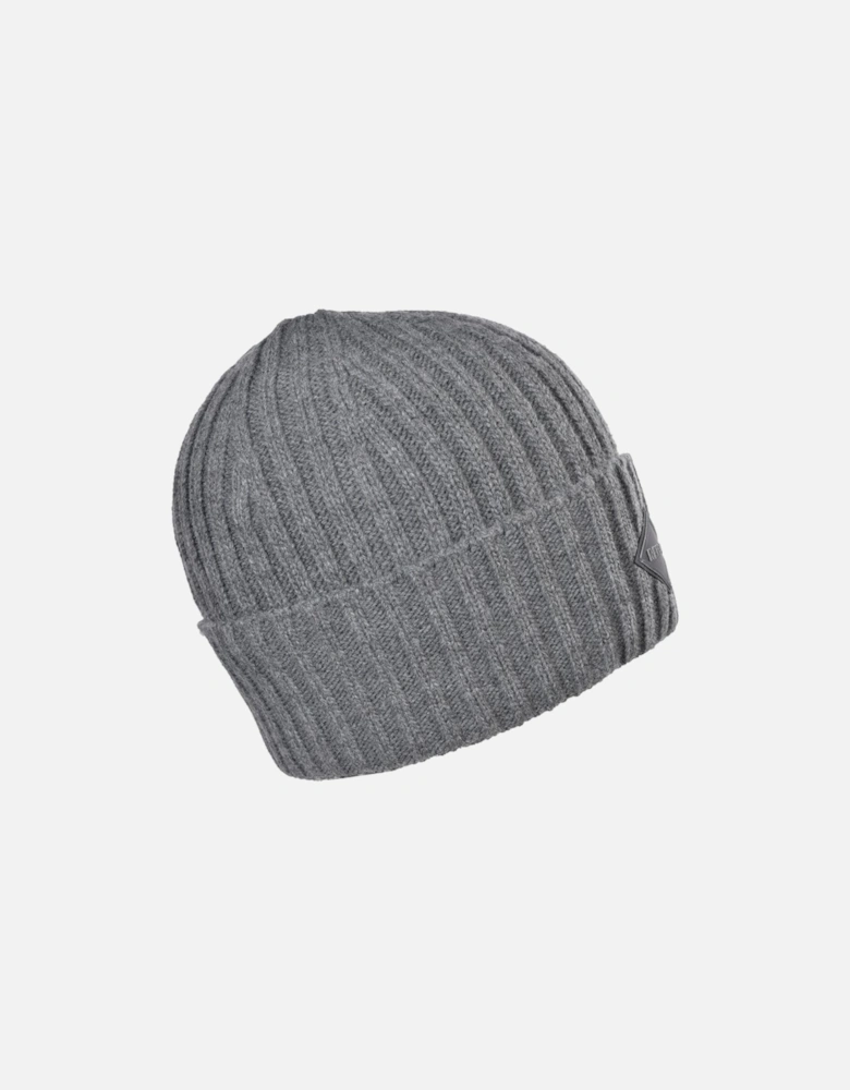 Ribbed Knit Beanie Hat, Grey Melange