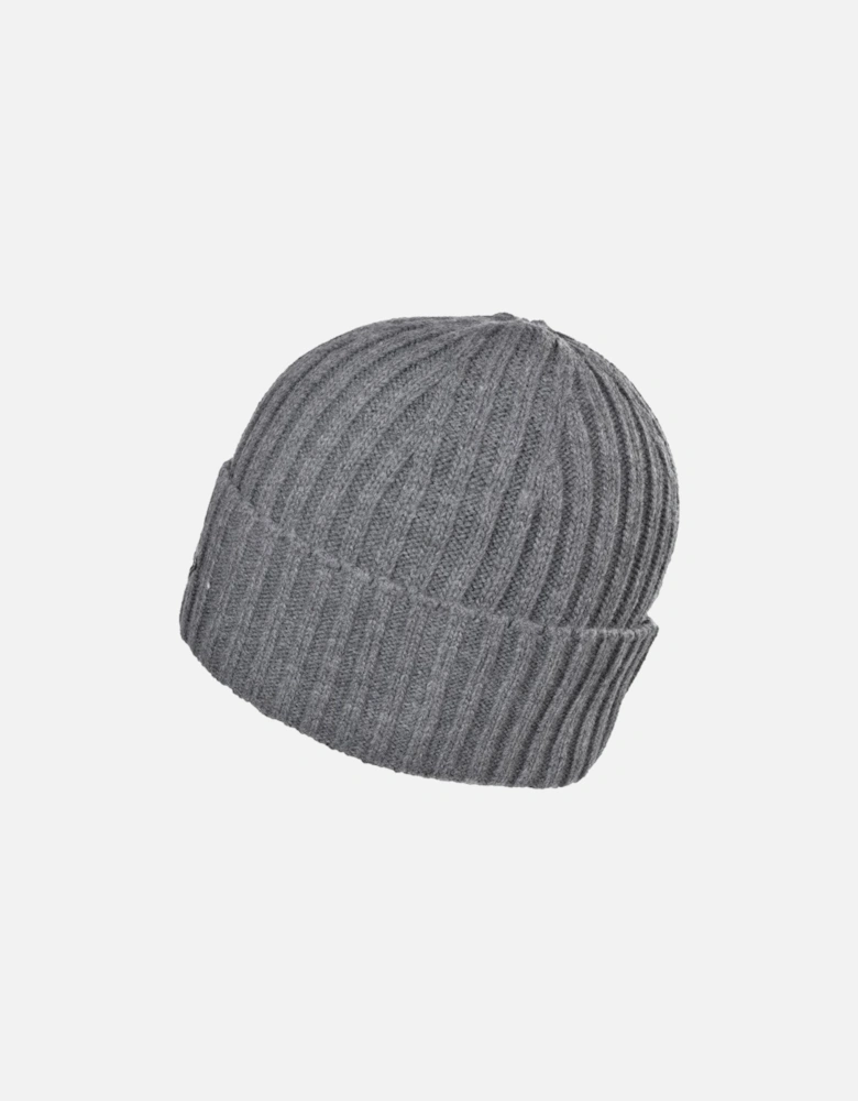 Ribbed Knit Beanie Hat, Grey Melange