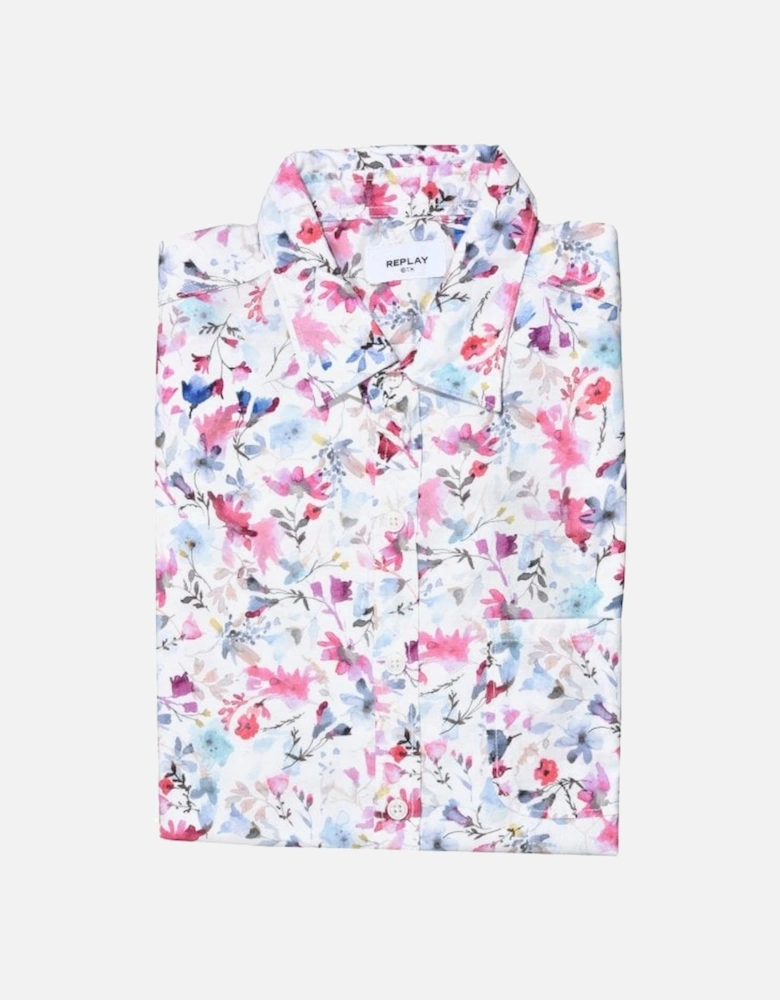 Floral Print Shirt, White/multi