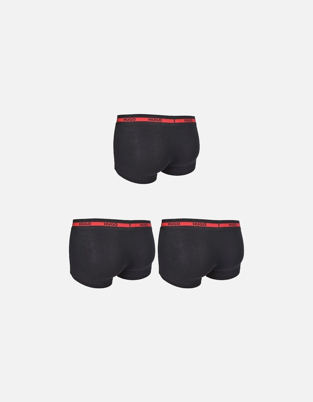 3-Pack Organic Cotton Red Stripe Boxer Trunks, Black