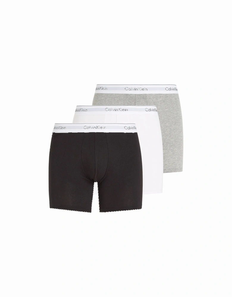 3-Pack Modern Cotton Boxer Briefs, Black/Grey/White