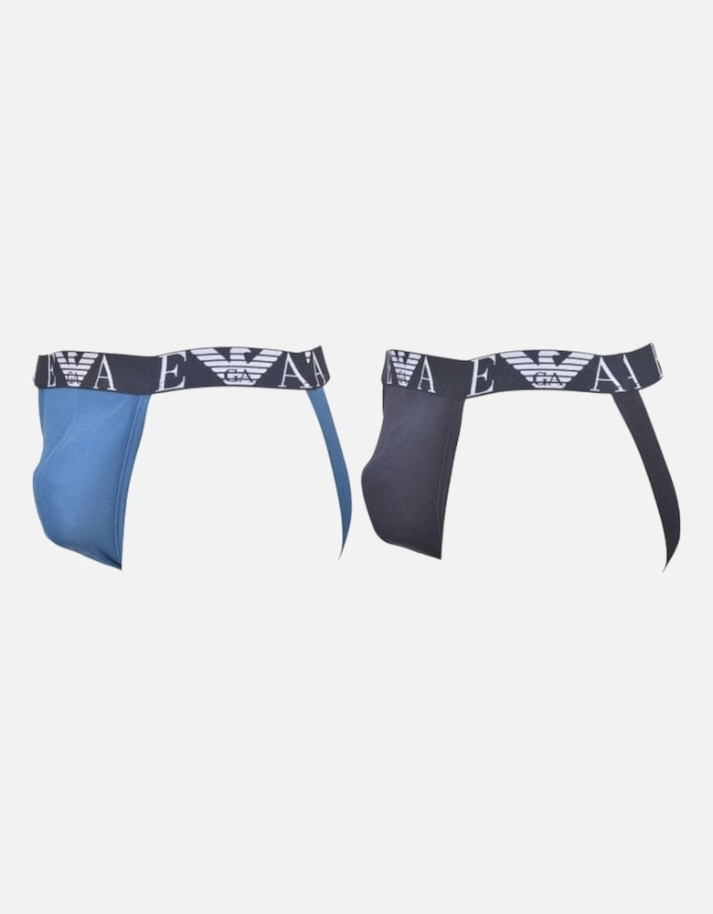 2-Pack Eagle Logo Jockstraps, Blue/Navy