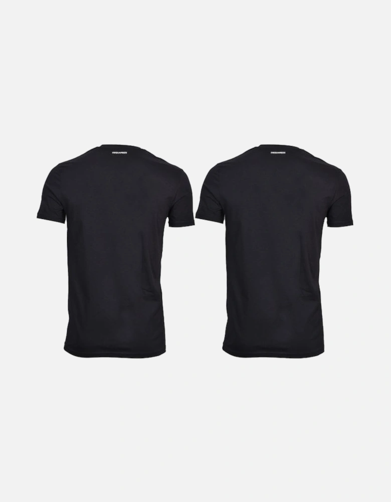 2-Pack Jersey Cotton Stretch V-Neck T-Shirts, Black