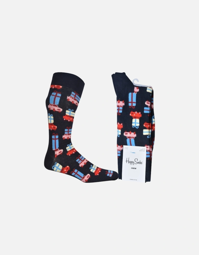 Holiday Shopping Socks, Navy/multi