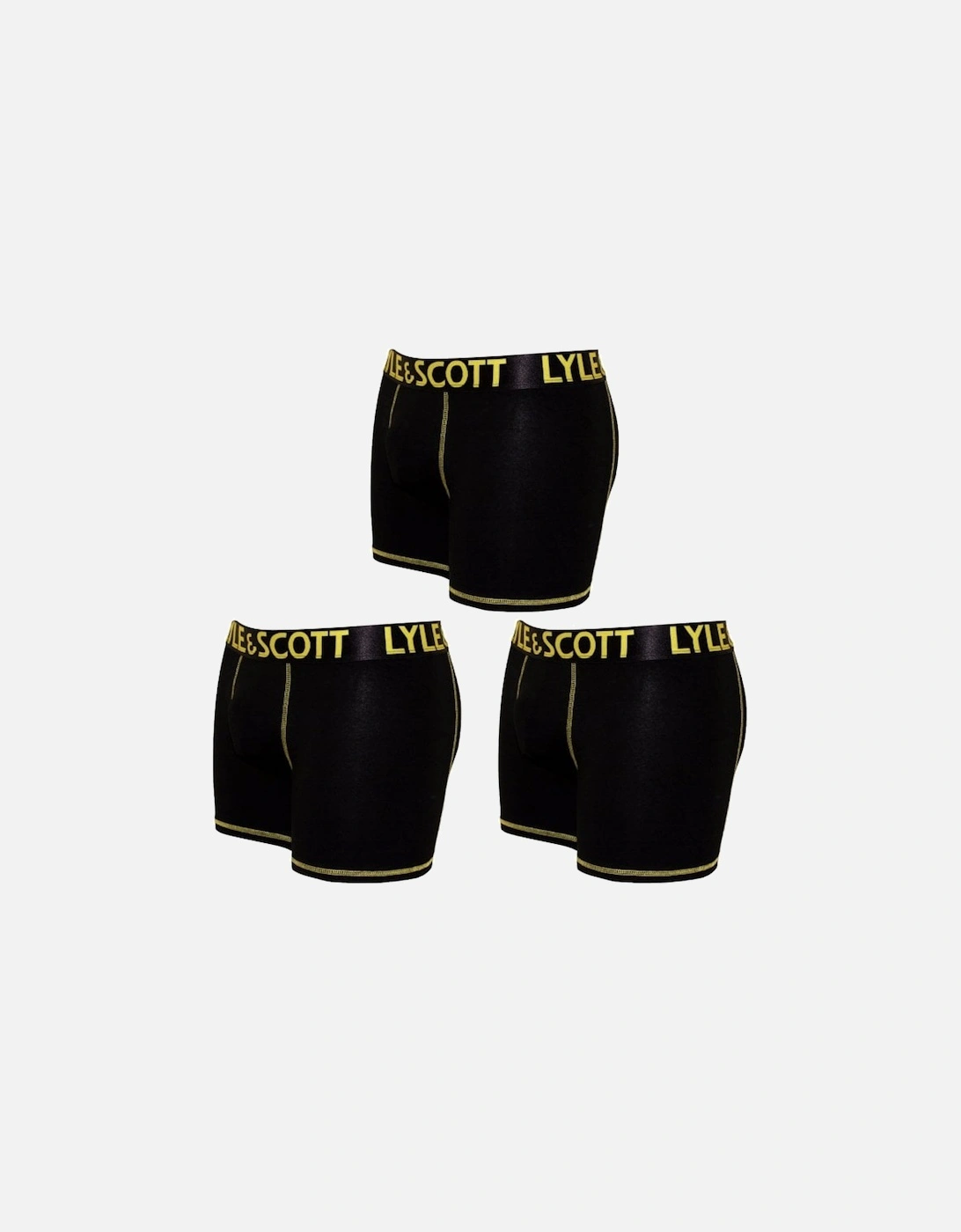 3-Pack Retro Logo Boxer Briefs, Black/gold