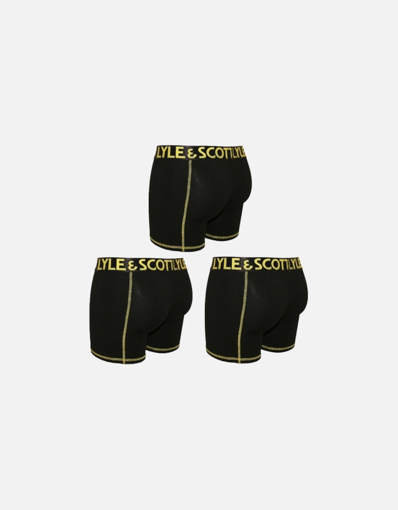 3-Pack Retro Logo Boxer Briefs, Black/gold