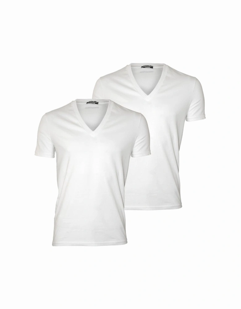 2-Pack Jersey Cotton Stretch V-Neck T-Shirts, White