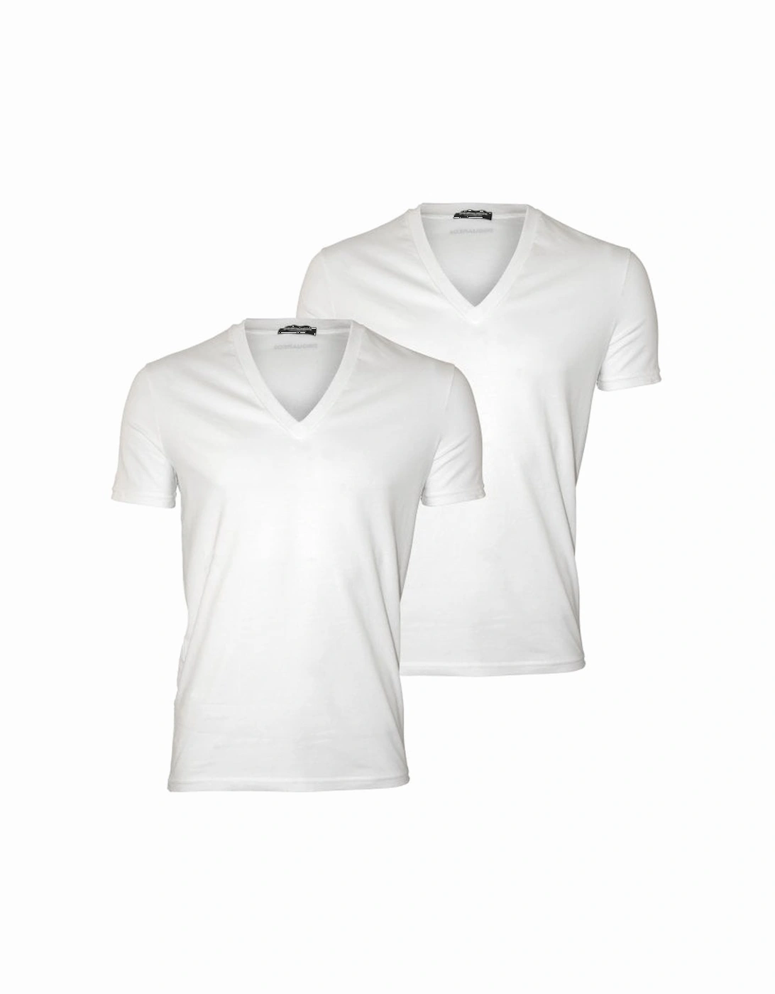 2-Pack Jersey Cotton Stretch V-Neck T-Shirts, White, 8 of 7