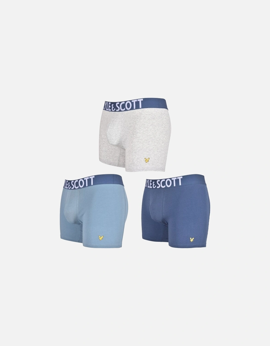 3-Pack Retro Logo Boxer Briefs, Blue/grey