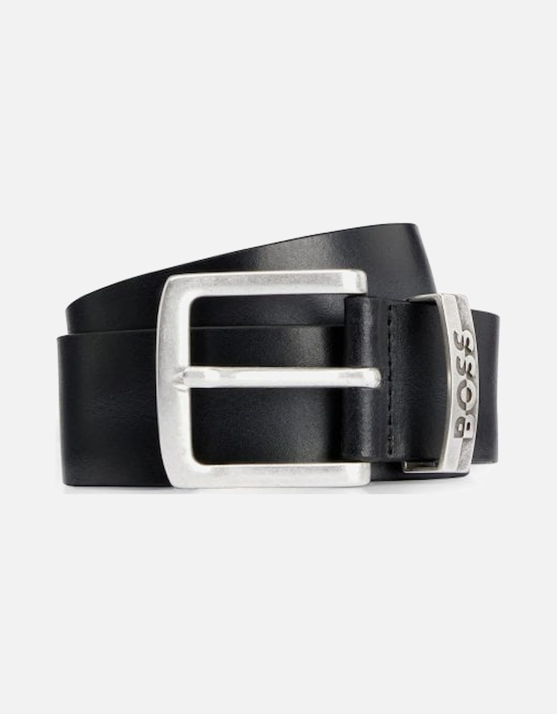Jen-loop Debossed Logo Leather Belt, Black, 5 of 4
