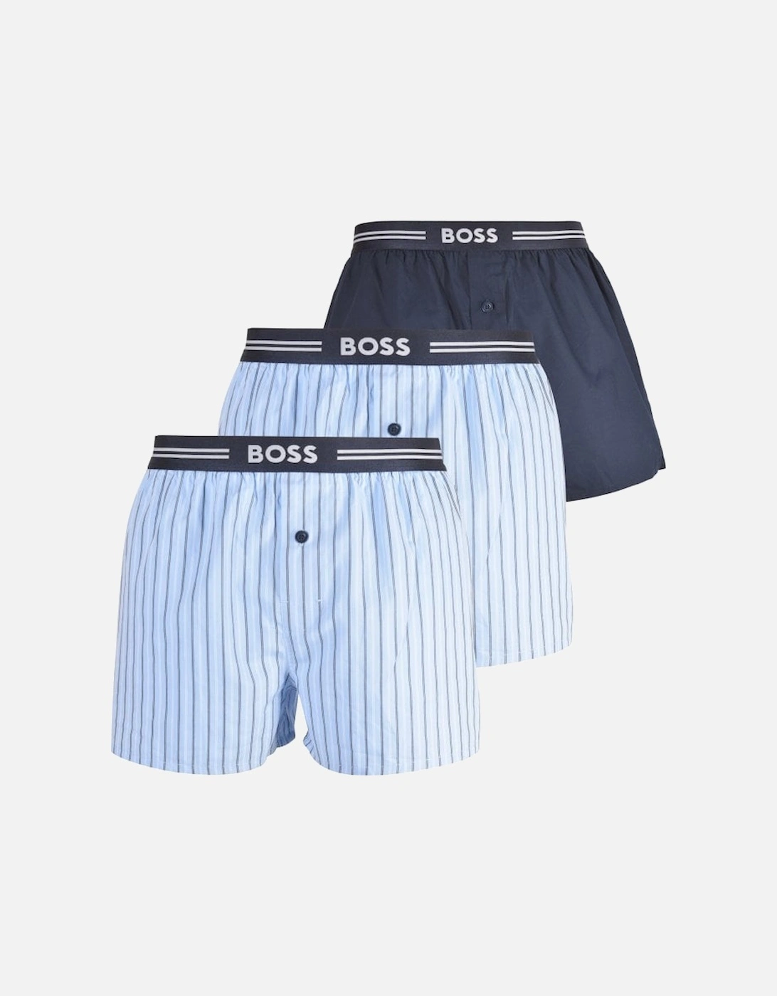3-Pack Check, Solid & Stripe Boxer Shorts, Blue/navy, 7 of 6