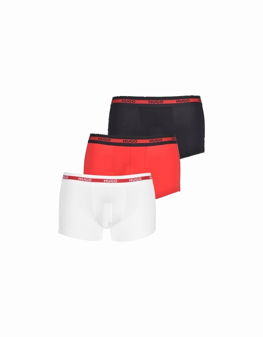 3-Pack Organic Cotton Red Stripe Boxer Trunks, Black/White/Red, 8 of 7