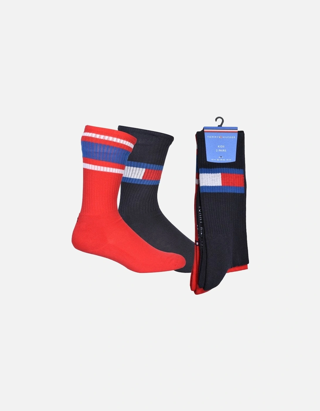 2-Pack Flag Logo Kids Sports Socks, Navy/Red, 6 of 5