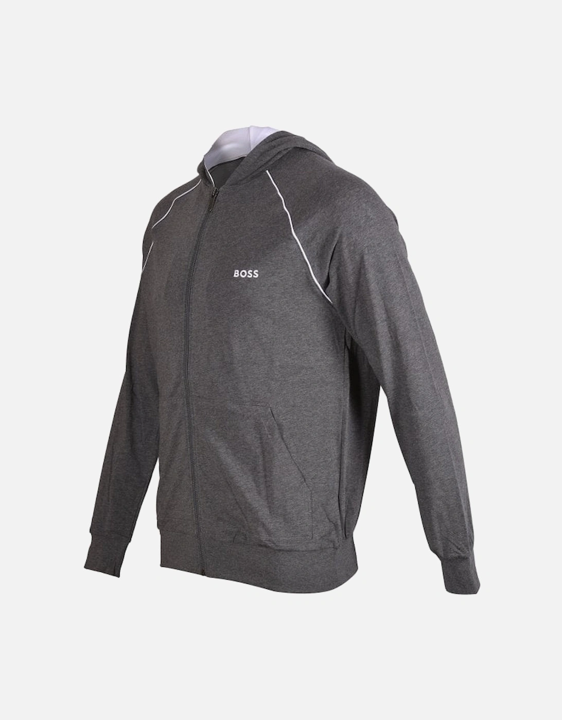 Mix & Match Zip-Thru Loungewear Hooded Jacket, Charcoal/white