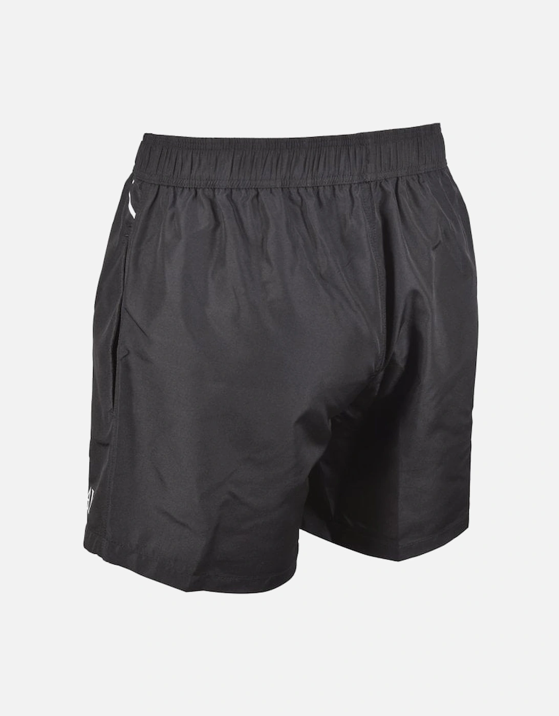 Contrast Logo Swim Shorts, Black