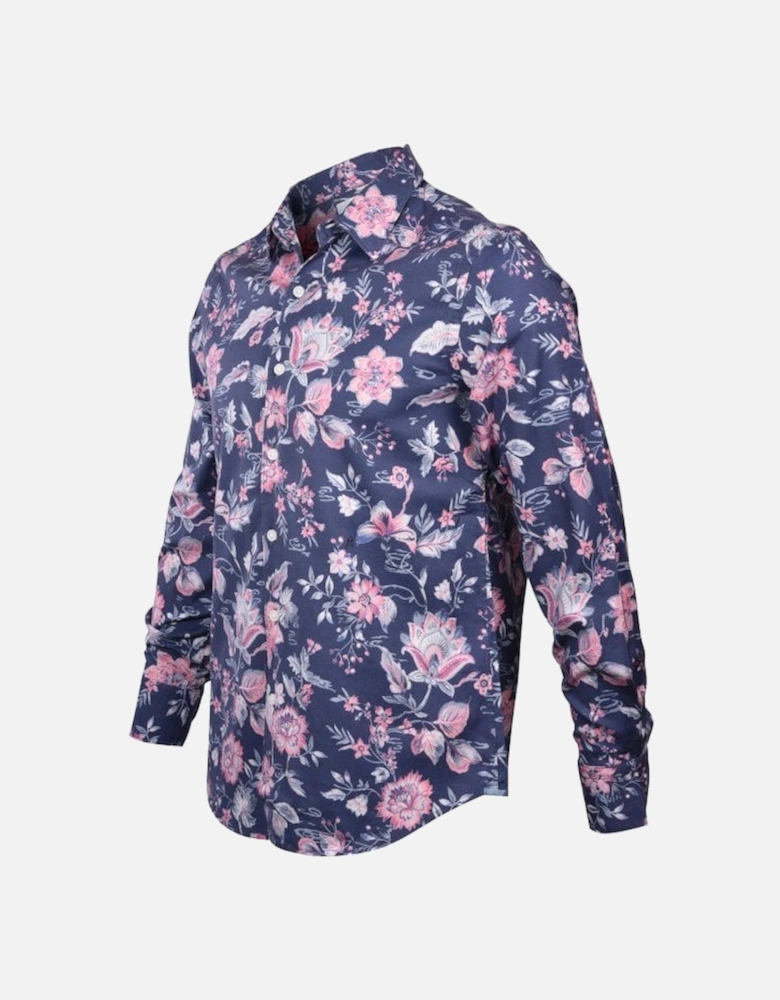 Floral Print Shirt, Navy/pink