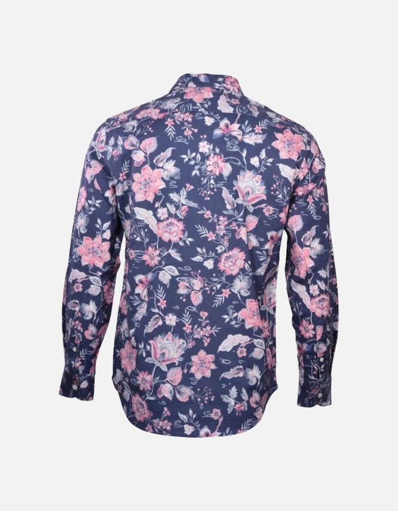 Floral Print Shirt, Navy/pink