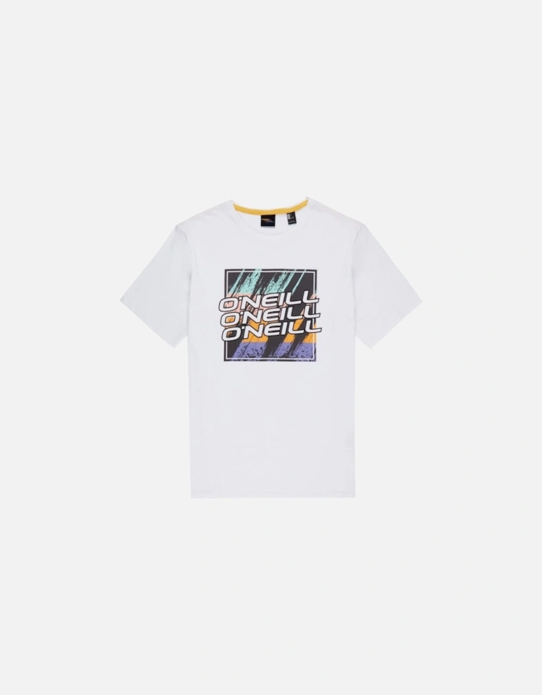 Triple Logo Block Crew-Neck T-Shirt, Super White