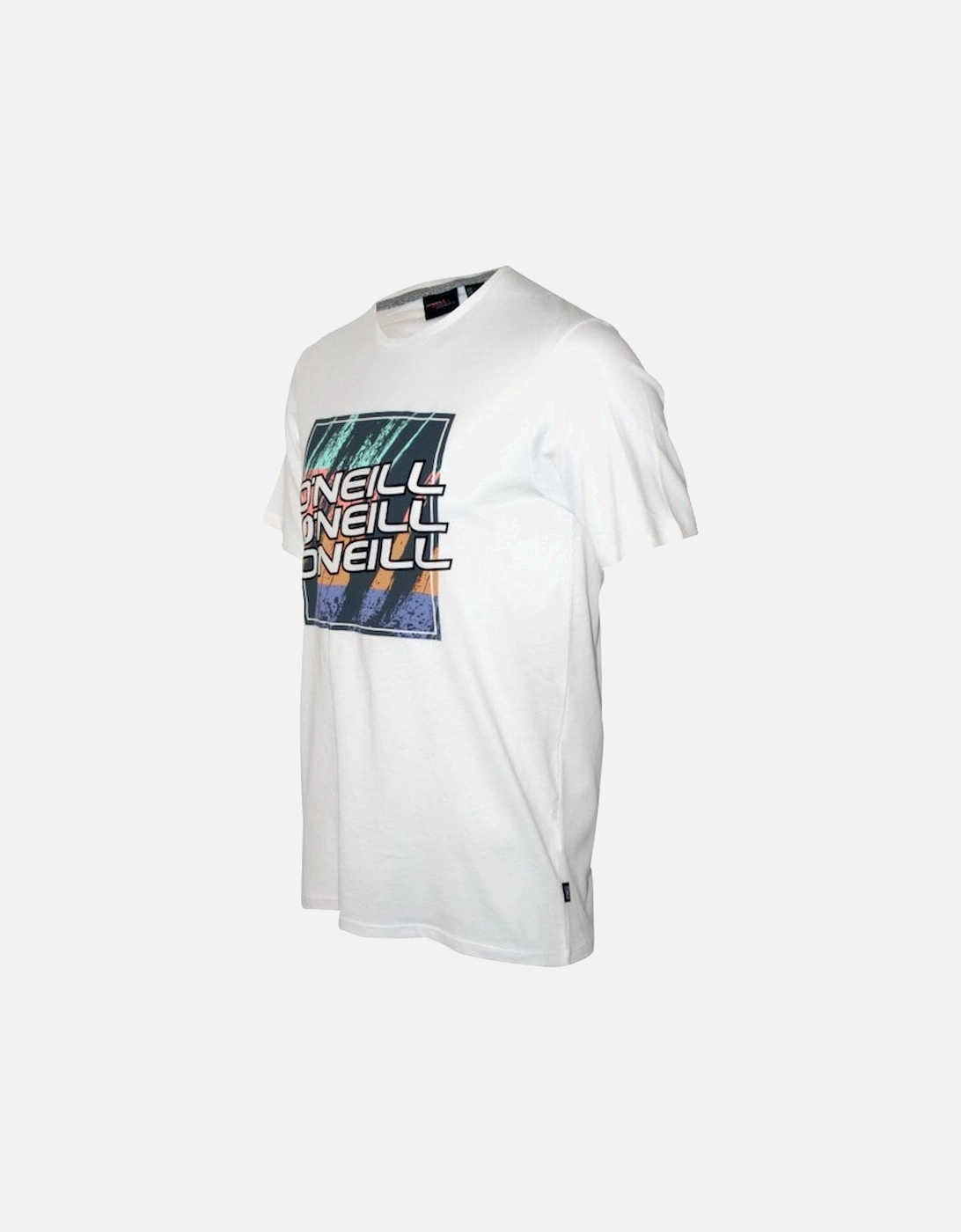 Triple Logo Block Crew-Neck T-Shirt, Super White