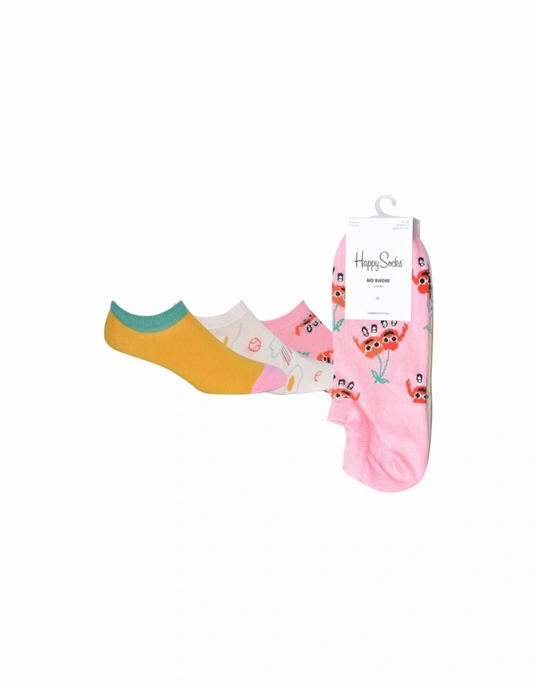 3-Pack Cherry Mates Trainer Socks, Pink/White/Yellow
