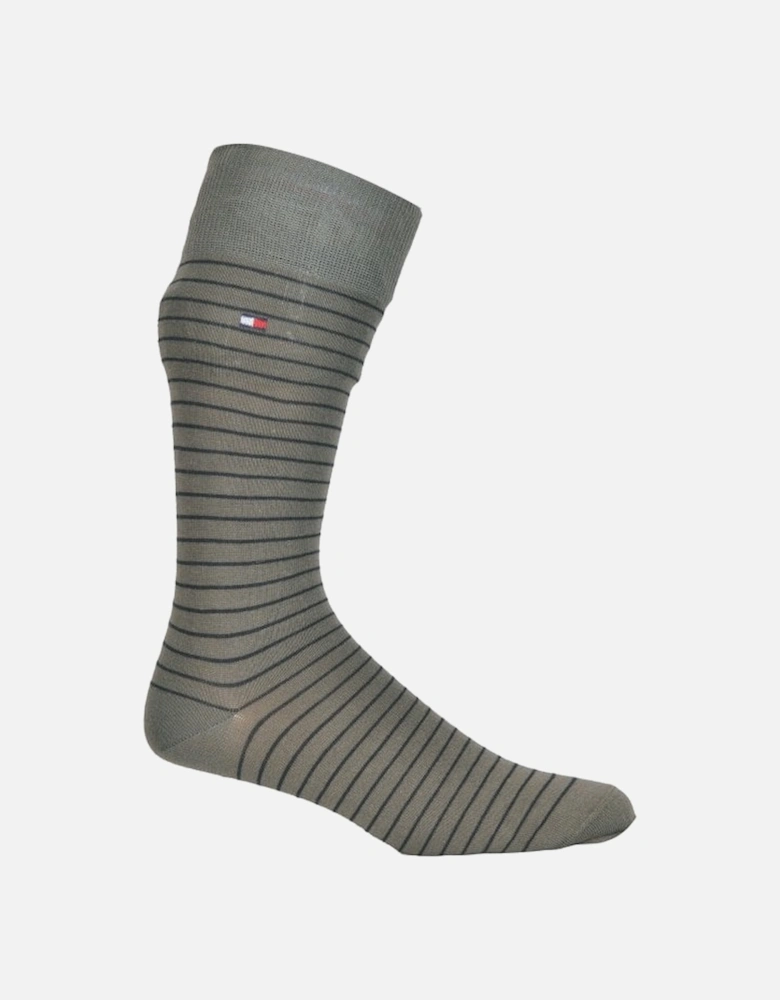 2-Pack Fine Stripe & Solid Socks, Black/Khaki