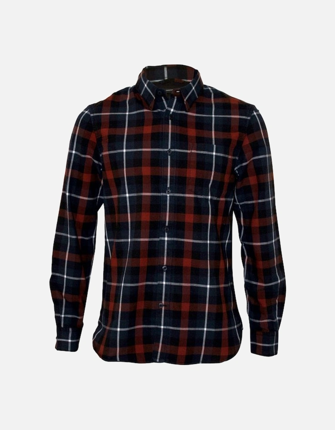 Cotton Broad-Check Shirt, Navy/red, 4 of 3
