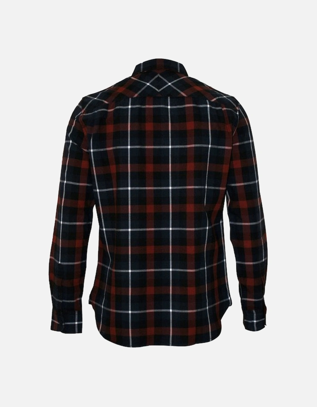 Cotton Broad-Check Shirt, Navy/red
