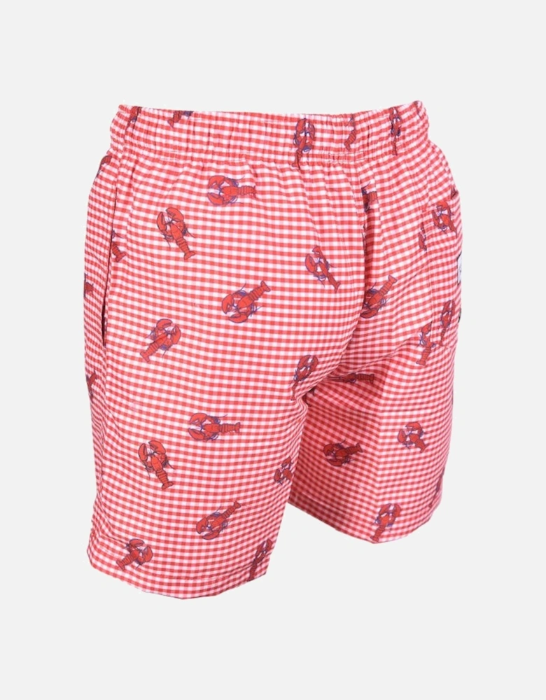 Lobster Picnic Print Swim Shorts, Red