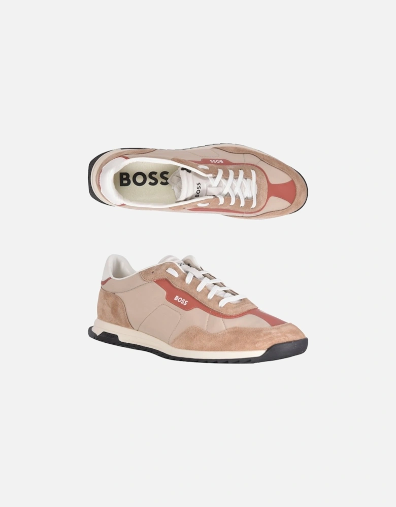 Zayn Mixed-Material Trainers, Open Beige