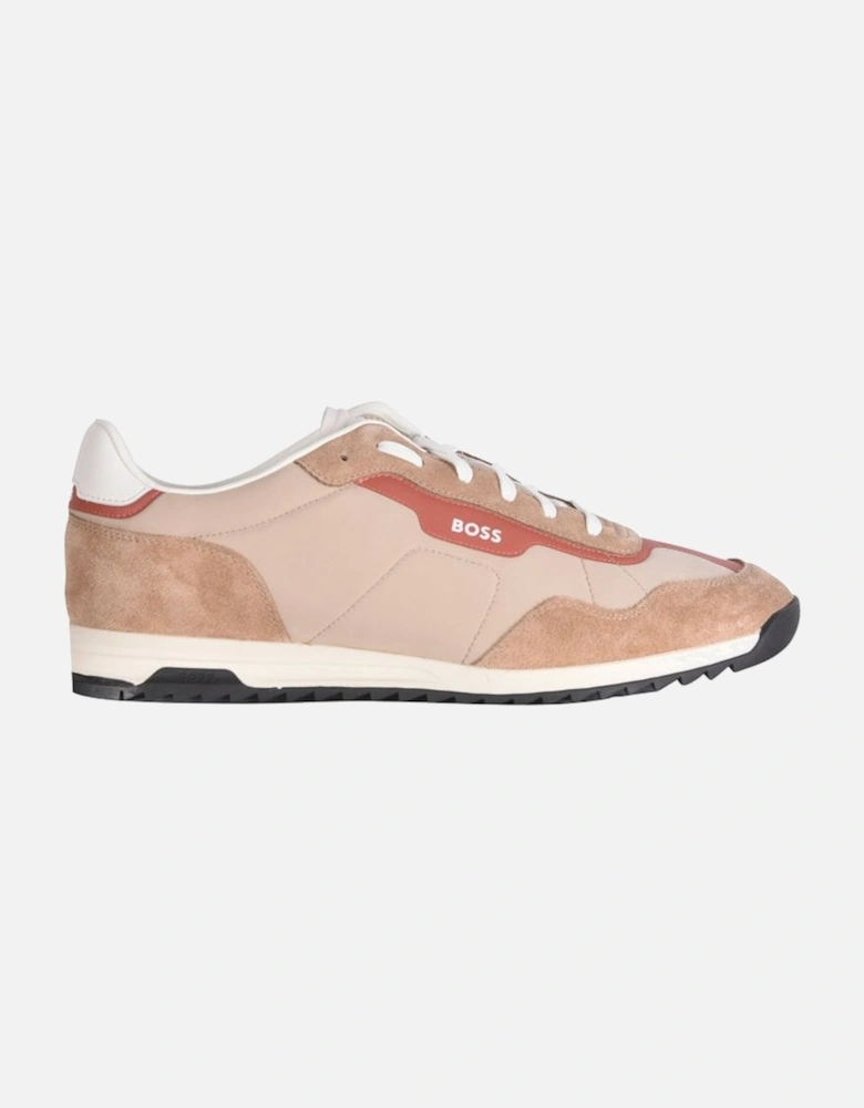 Zayn Mixed-Material Trainers, Open Beige