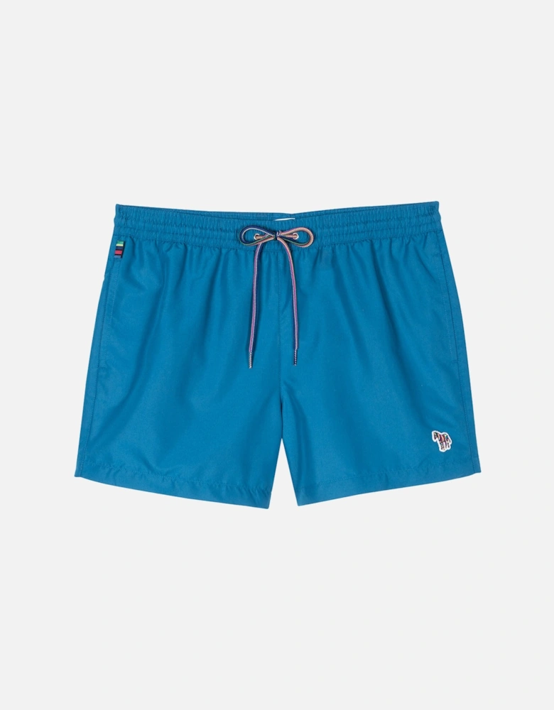 Zebra Logo Athletic-cut Swim Shorts, Blue