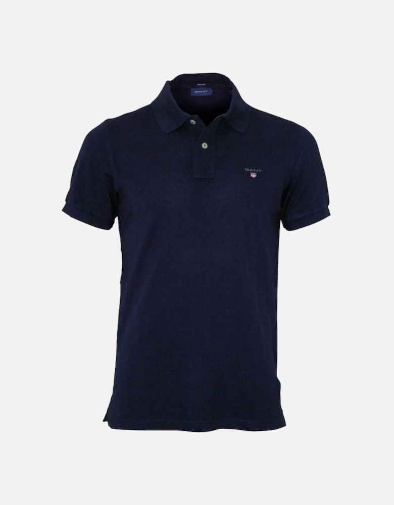 Solid Pique Polo Shirt, Evening Blue
