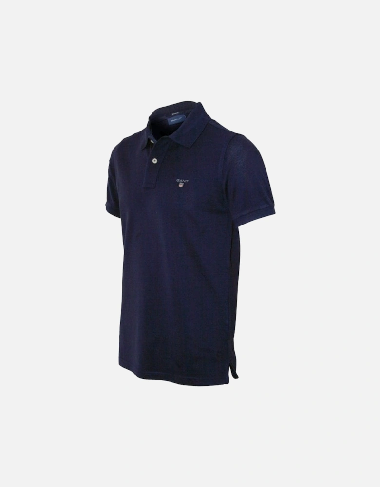 Solid Pique Polo Shirt, Evening Blue