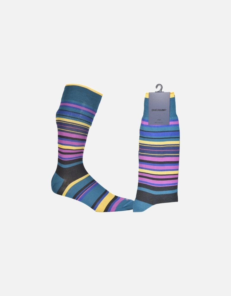 Variagated Stripe Socks, Blue/multi