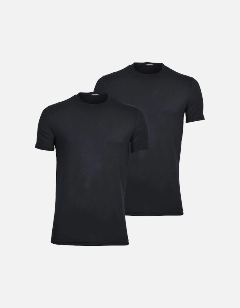 2-Pack Modal Stretch Crew-Neck T-Shirts, Black