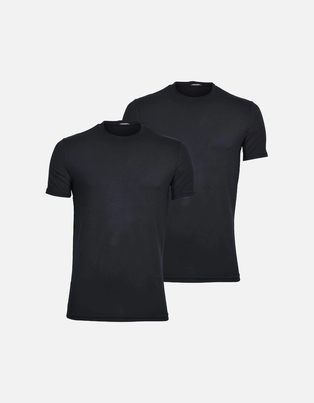 2-Pack Modal Stretch Crew-Neck T-Shirts, Black, 8 of 7