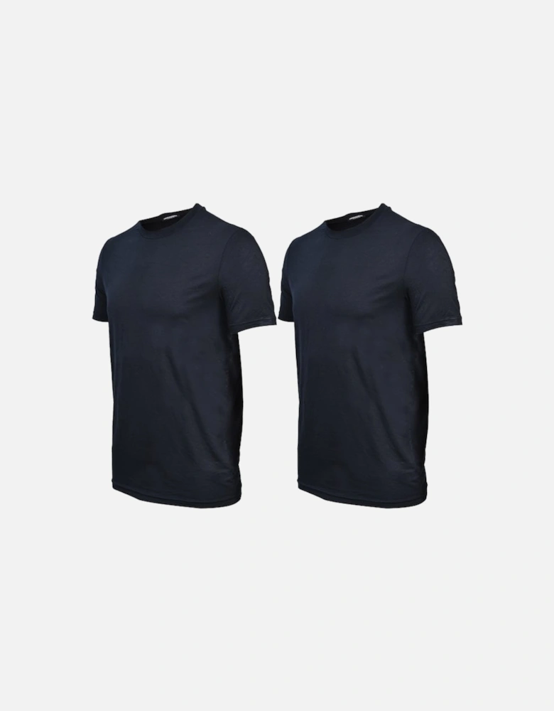 2-Pack Modal Stretch Crew-Neck T-Shirts, Black