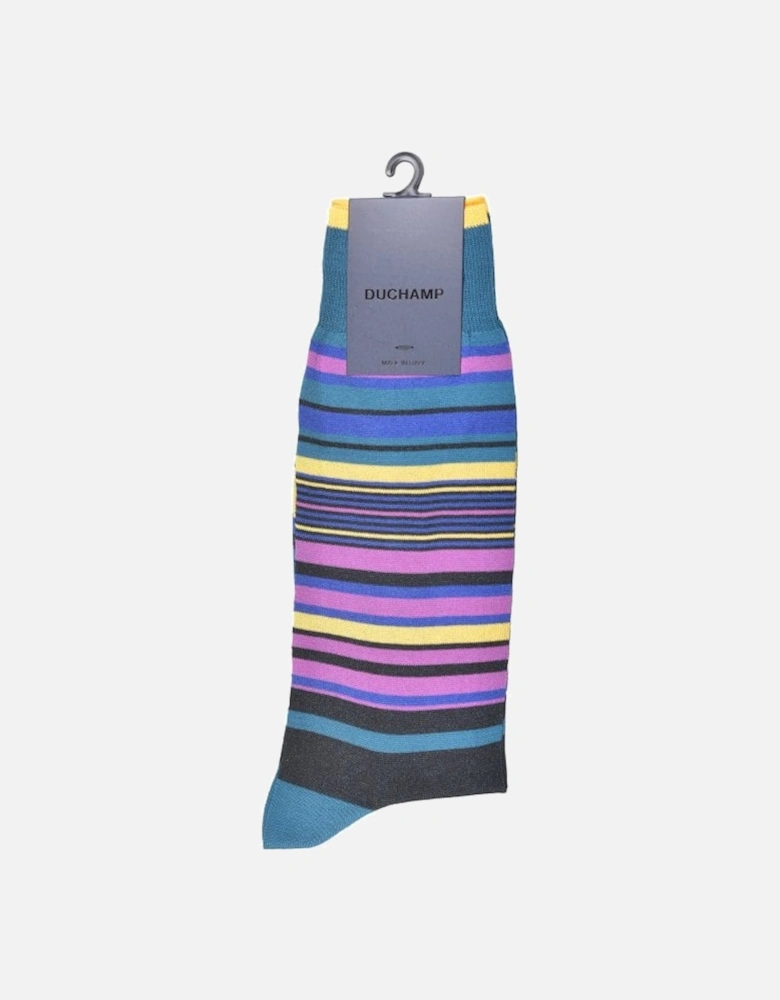 Variagated Stripe Socks, Blue/multi