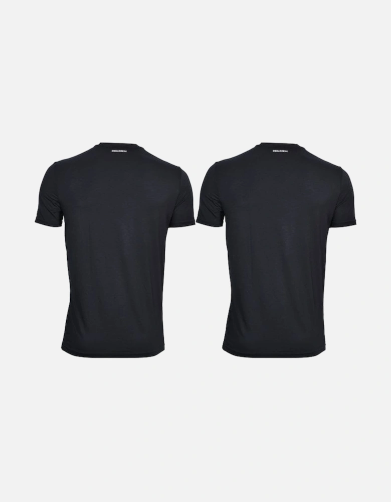 2-Pack Modal Stretch Crew-Neck T-Shirts, Black