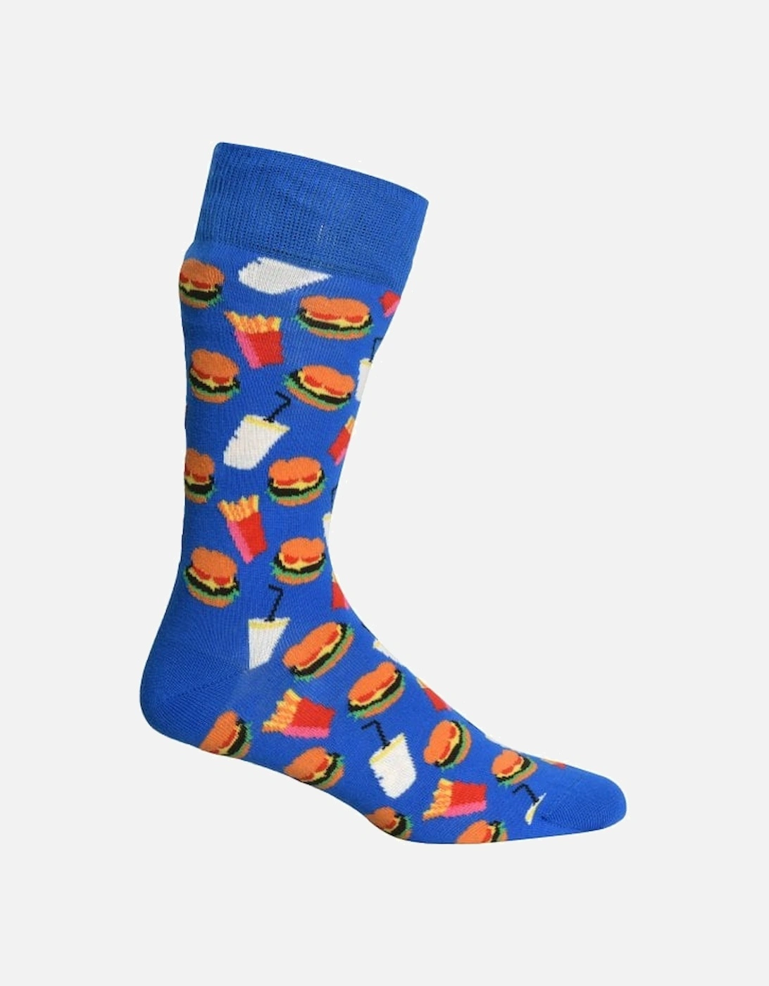 Hamburger & Fries Socks, Blue