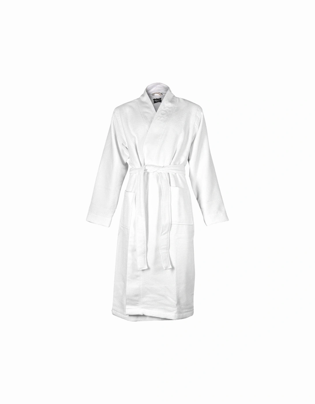 Kimono Luxe Waffle Towelling Dressing Gown, White, 5 of 4