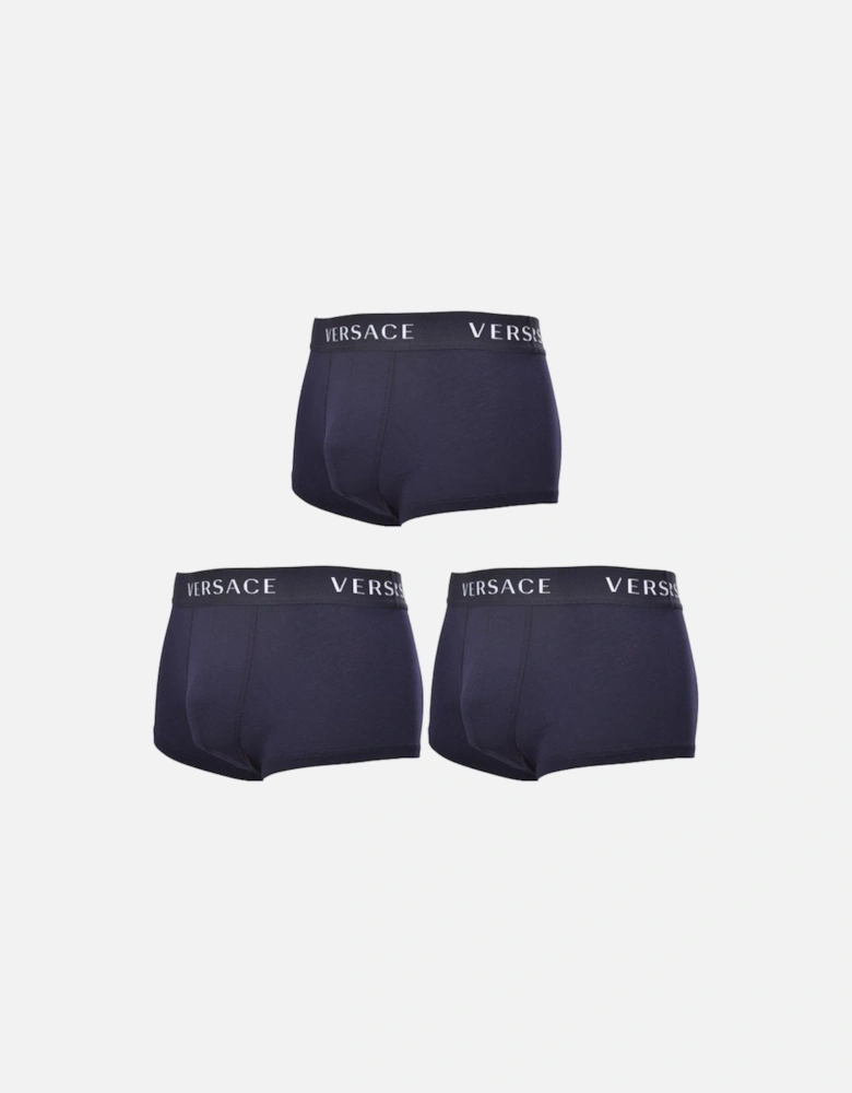 3-Pack Classic Logo Low-Rise Boxer Trunks, Navy