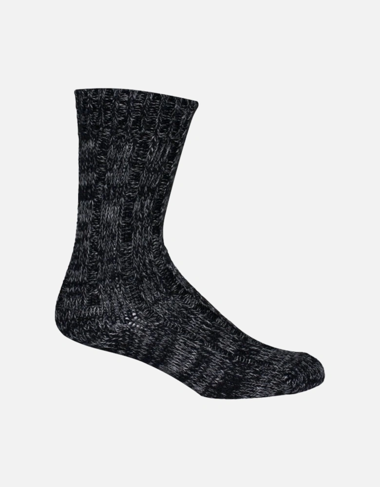 Cotton Twist Boot Socks, Brown Melange