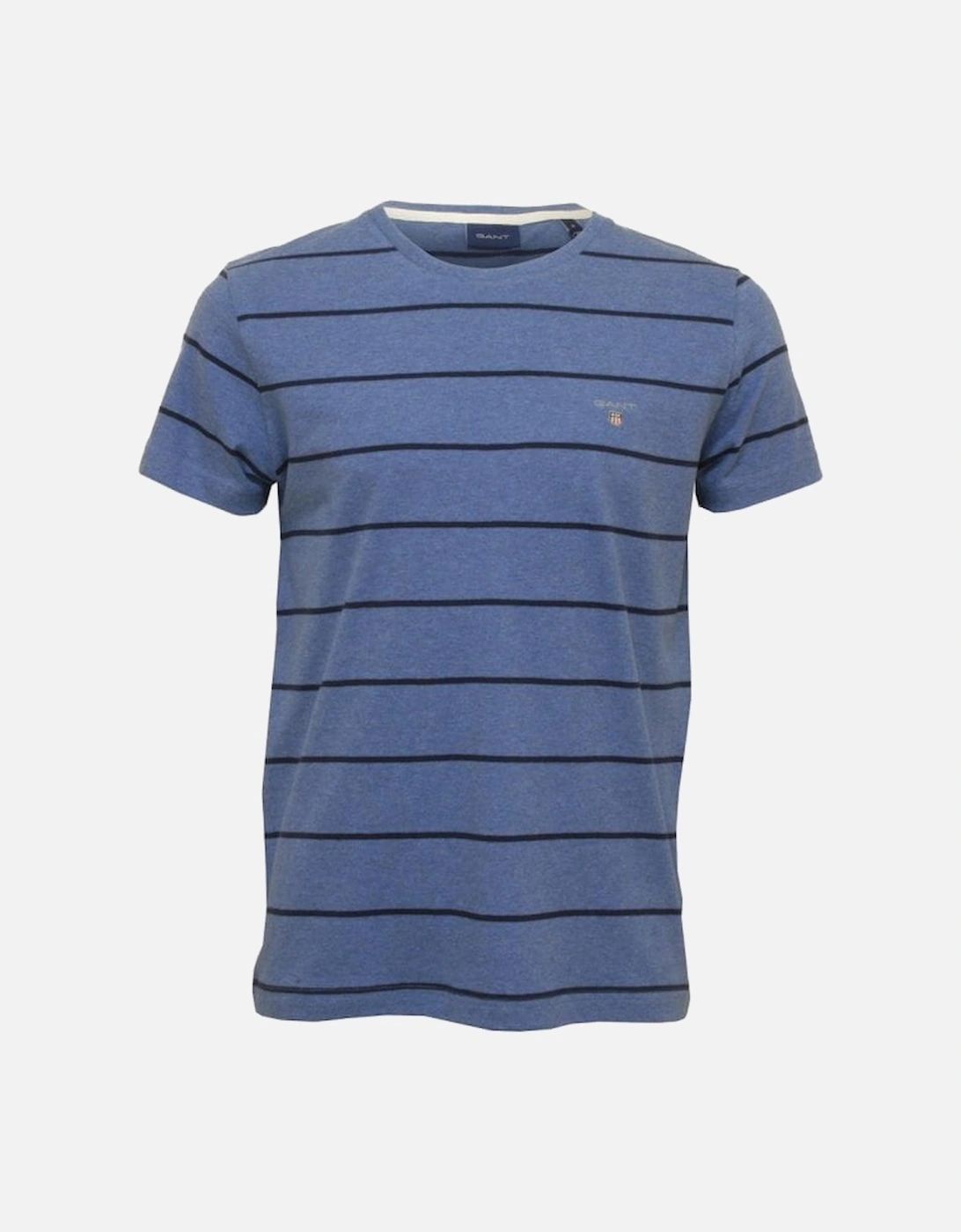 Breton Stripe Crew-Neck T-Shirt, Denim Blue Melange, 5 of 4