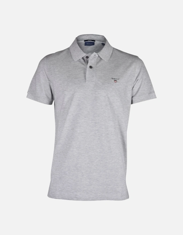 Solid Pique Polo Shirt, Grey Melange